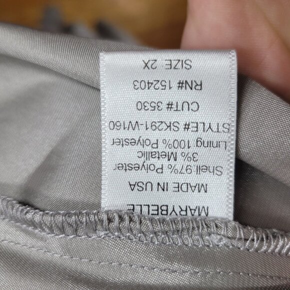 Marybelle Flare Midi Skirt Plus Size 2X 18/20 Elastic Waist Pull On Silver Grey - Picture 8 of 8